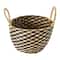 Black &#x26; Natural Hand-Woven Seagrass Baskets with Handles Set